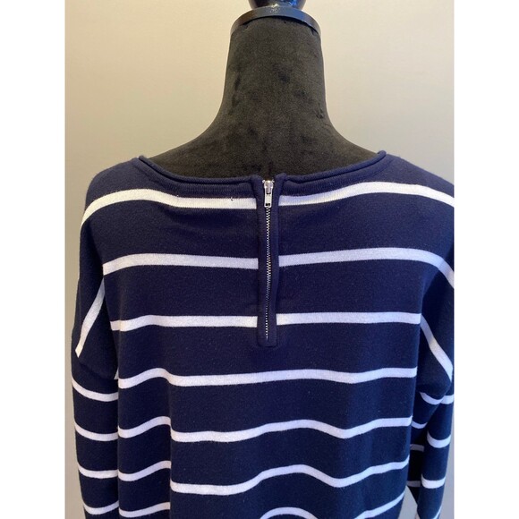 Christopher & Banks Sweater Top Plus Size XL Navy White Stripes Lace Hem Zipper - Picture 6 of 11